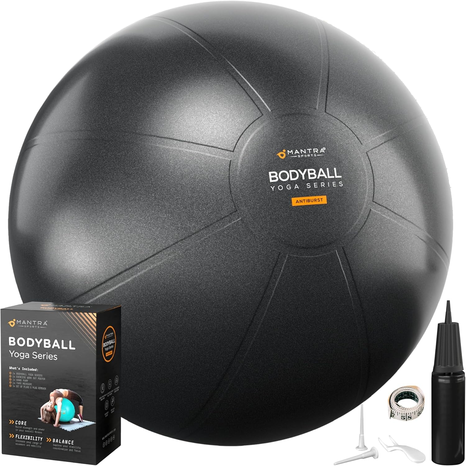 Exercise Ball – Yoga Ball for Pilates & Fitness - Birthing for Pregnancy, Stability, Core, Balance, Therapy for Physical Rehab, Workout for Home Gym & Office Chair, Fast Pump Included