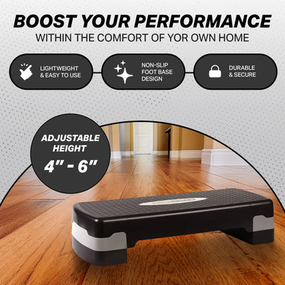 Aerobic Step Platform Exercise Fitness Equipment W/ Adjustable Height